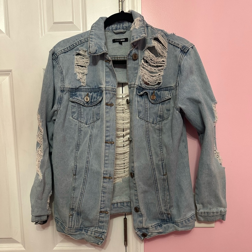 Fashion nova distressed denim jacket